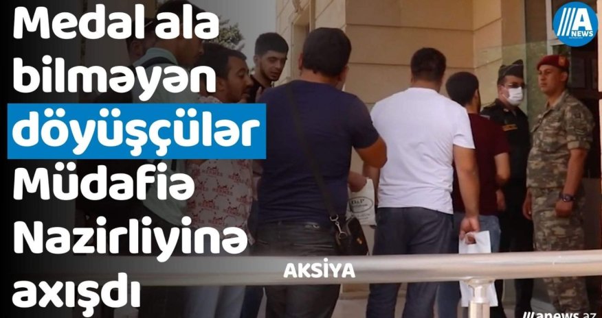Medal ala bilməyən döyüşçülər Müdafiə Nazirliyinə axışdı-VİDEO