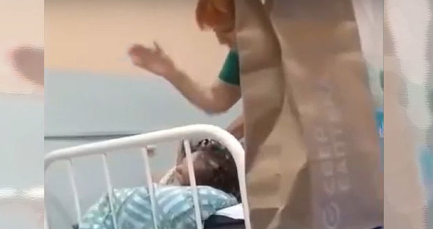 Tibb bacısı ağlayan pasiyenti döydü - VİDEO