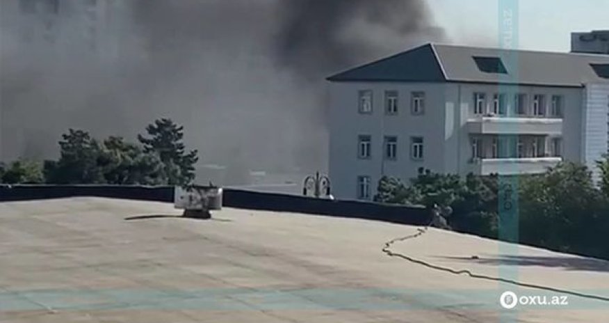 Bakıda xəstəxana binası yanır - VİDEO