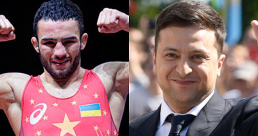 Zelenski azərbaycanlı güləşçini təbrik etdi - FOTO