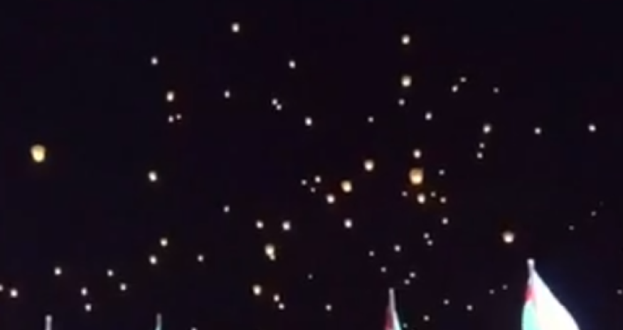 Bakıda səmaya işıq fənərləri buraxıldı - Video