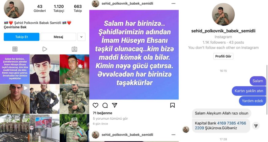 Dələduzlar şəhid polkovnikin adından səhifə açıb pul yığırlar - Fotolar