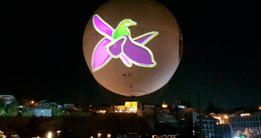 Tbilisi səmasında Azərbaycan Bayrağı və Xarı bülbül - Fotolar