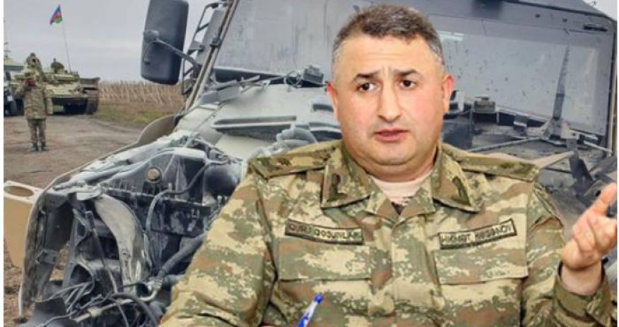 General Hikmət Həsənovun içində olduğu maşım minaya düşdü-VİDEO