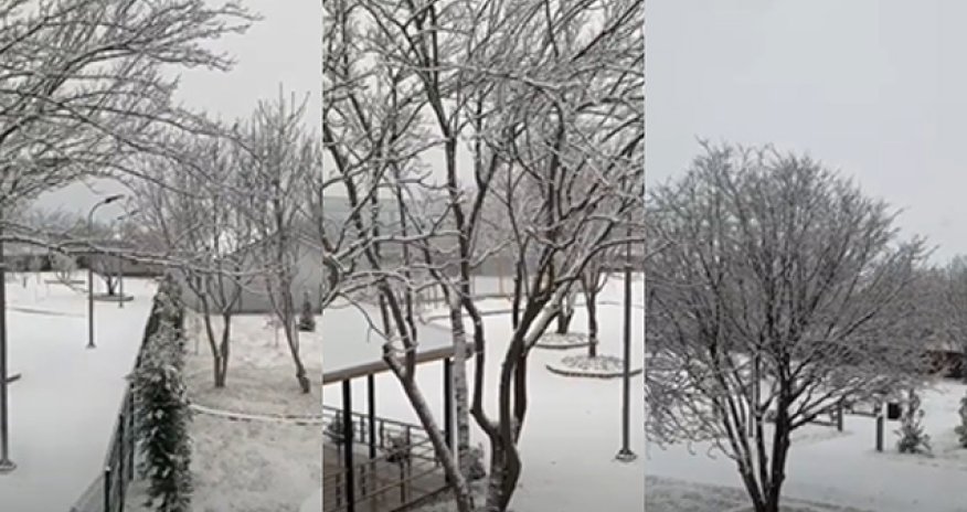 Ağdam şəhərində ilk qar - VİDEO