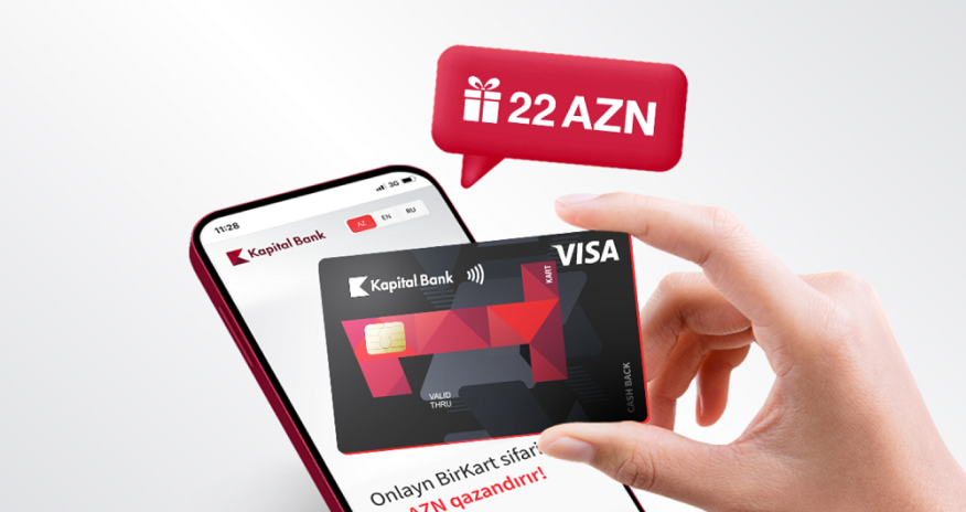 Закажите BirKart онлайн и заработайте 22 AZN!