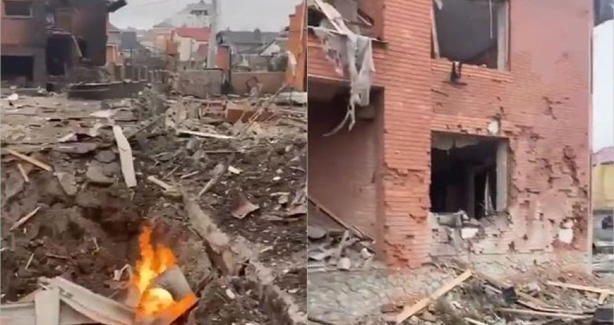 Belaya Çerkov şəhəri Rusiyanın raket hücumundan sonra - VİDEO