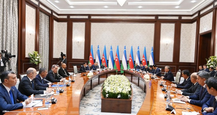 Azərbaycan və Özbəkistan prezidentlərinin geniş tərkibdə görüşü olub - YENİLƏNİB