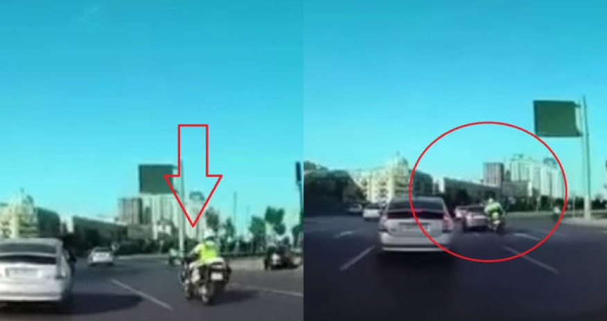 Polis motosikletlə qəzaya düşüb - VİDEO