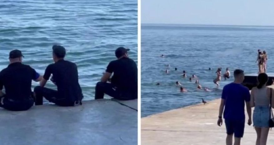 Ukraynada insanlar minalanmış dənizdə çimirlər - VİDEO