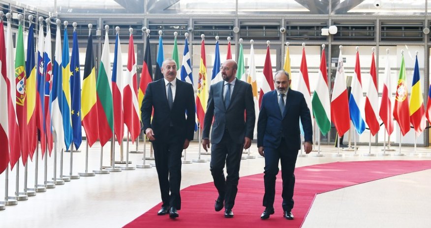 Ilham Aliyev's meeting with Charles Michel and Nikol Pashinyan gets underway in Brussels