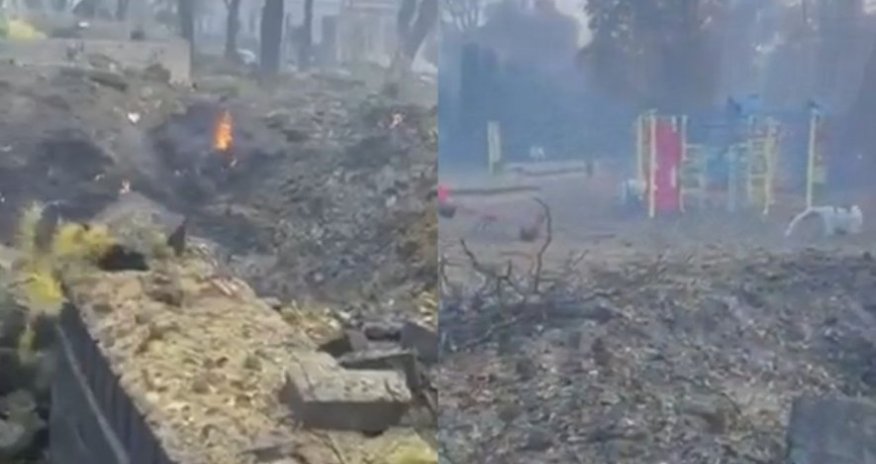 Rusiya ordusu uşaq meydançasına  raket atdı - VİDEO