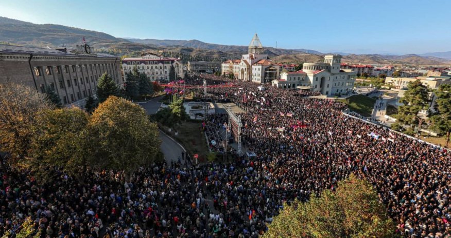 Xankəndidə yaşayan ermənilər etiraz aksiyası keçirir - FOTOLAR - VİDEO 