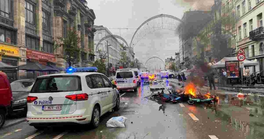 Болельщики сборной Марокко по футболу устроили стычки с полицией в Брюсселе