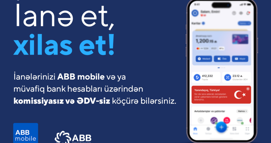 Zəlzələdən zərərçəkənlərə ABB mobile-la yardım imkanı!