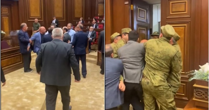 Ermənistan parlamentində dava düşüb - VİDEO