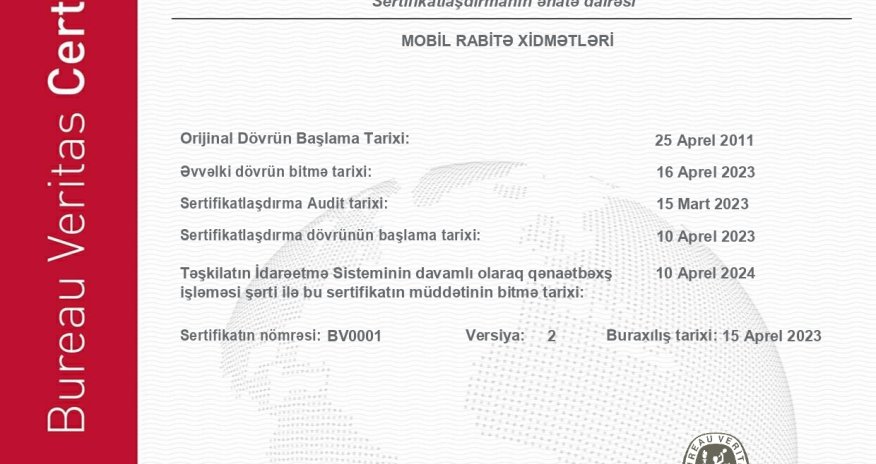 Azercell has passed an international assessment on Customer Services