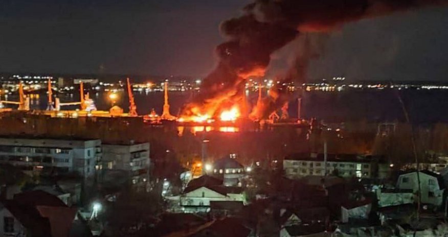 Ukrainian Air Force destroys Russian landing ship in Crimea