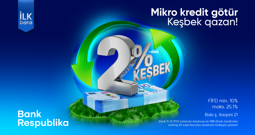Bank Respublika sahibkarlar üçün “Keşbekli Mikro Kredit” kampaniyasına start verir!