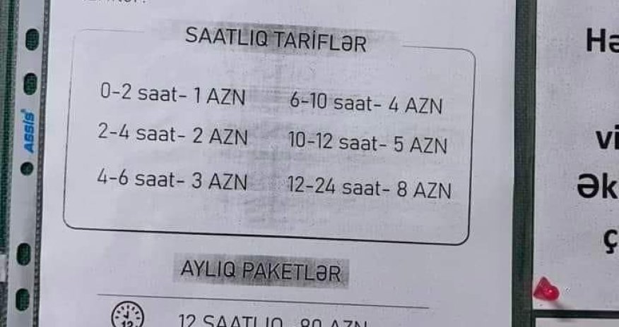 Qış Parkında parkinq qiymətləri artırılır - Yenilənib