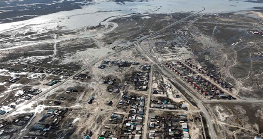 Qazaxıstanın bu şəhəri tamamilə su altında qalıb
