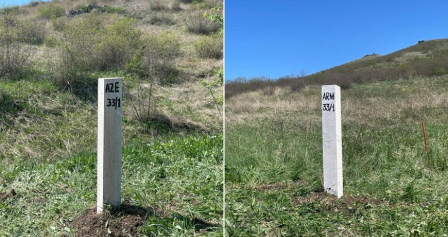 Azərbaycanla Ermənistan arasında ilk sərhəd dirəyi quraşdırılıb