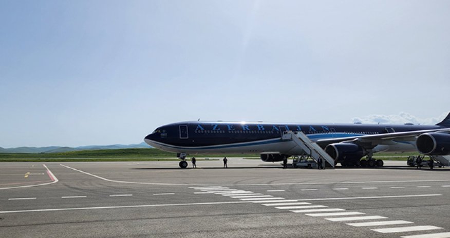 İlham Əliyev Füzuli Hava Limanından Berlinə gedib