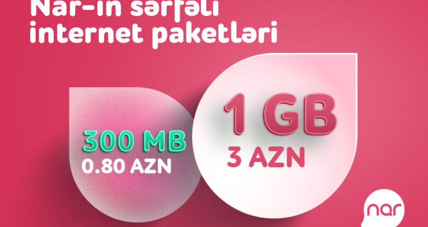 “Nar” hər kəsə sərfəli günlük internet paketlərini təqdim edir