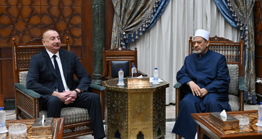 İlham Əliyev Əl-Əzhəri Şərifin şeyxi ilə görüşüb