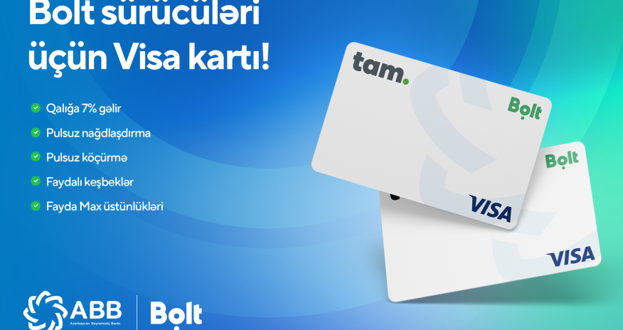 ABB-dən Bolt sürücülərinə özəl Visa kartı!