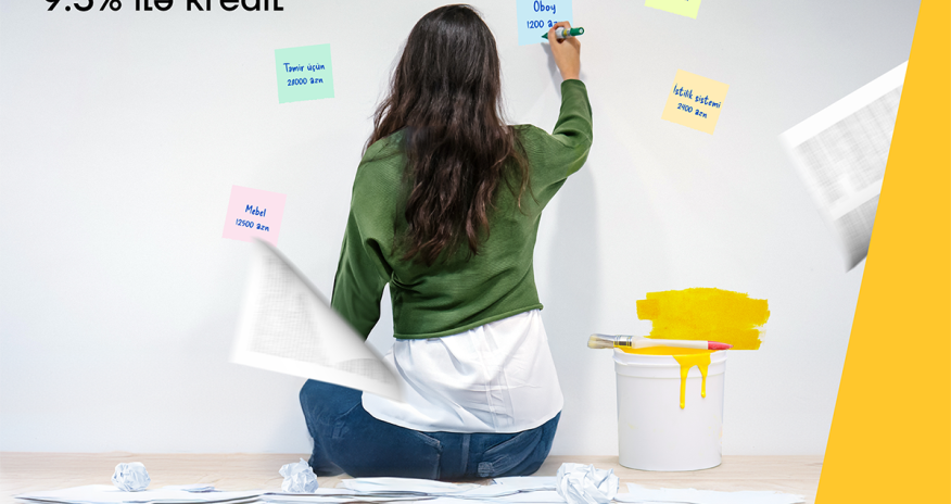 Yelo Bank-dan ev təmiri üçün illik 9.5% ilə nağd pul krediti