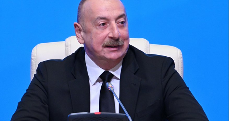 Президент Ильхам Алиев выступает на открытии II Шушинского глобального медиафорума