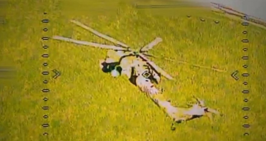 Ukrainian Security Service strikes Russian helicopter with fpv-drone in Kursk