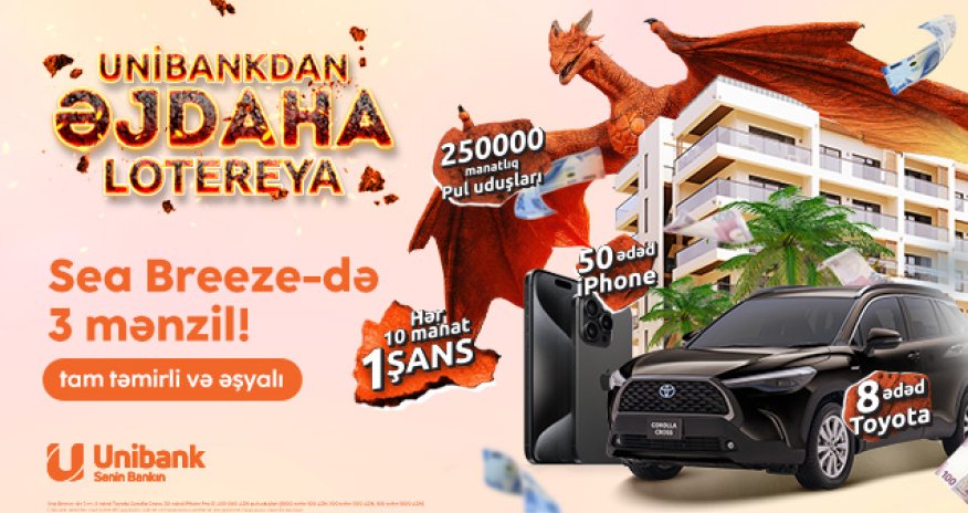 Unibankın “Əjdaha” lotereyasının ilk tirajının qalibləri 30 avqustda məlum olacaq