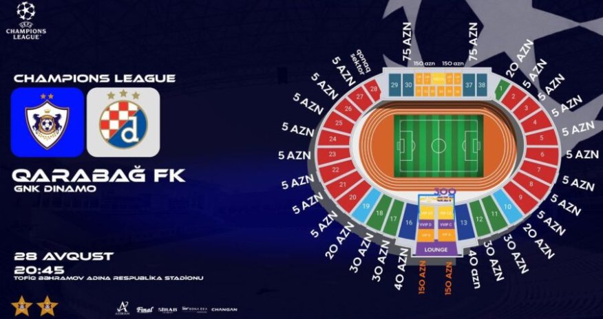 “Qarabağ” – “Dinamo” matçının biletləri satışa çıxarılır