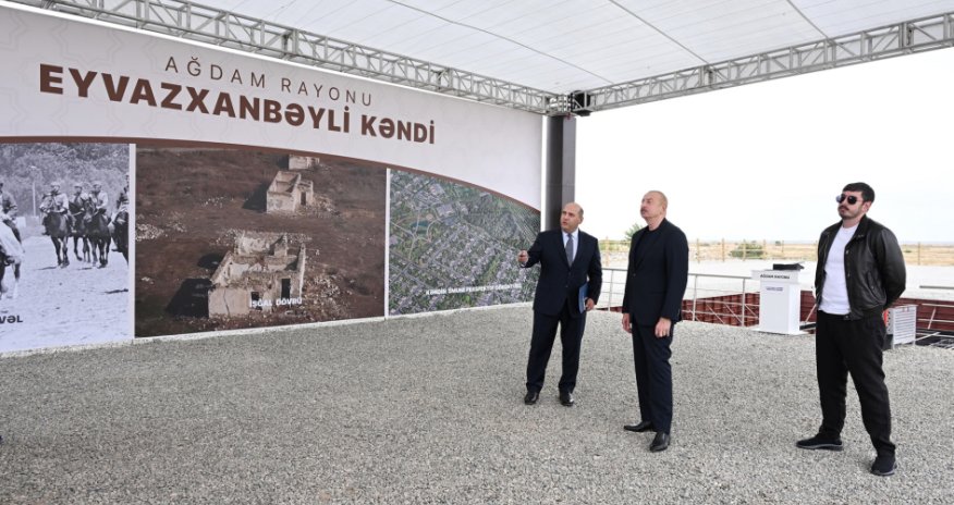 Prezidentlə oğlu Ağdamda təməlqoyma mərasimində iştirak ediblər -Yenilənib