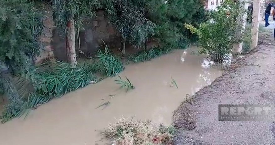 Hacıqabulda leysan yağışlar nəticəsində evləri su basıb