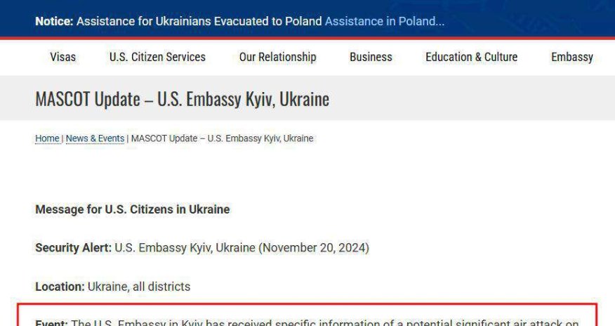 Ukraynada yerləşən ABŞ səfirliyi təhlükəsizlik üçün bağlanıb