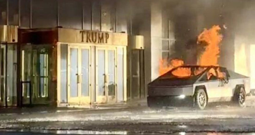 Trampın hotelinin qarşısında “Tesla” partlayıb - Video