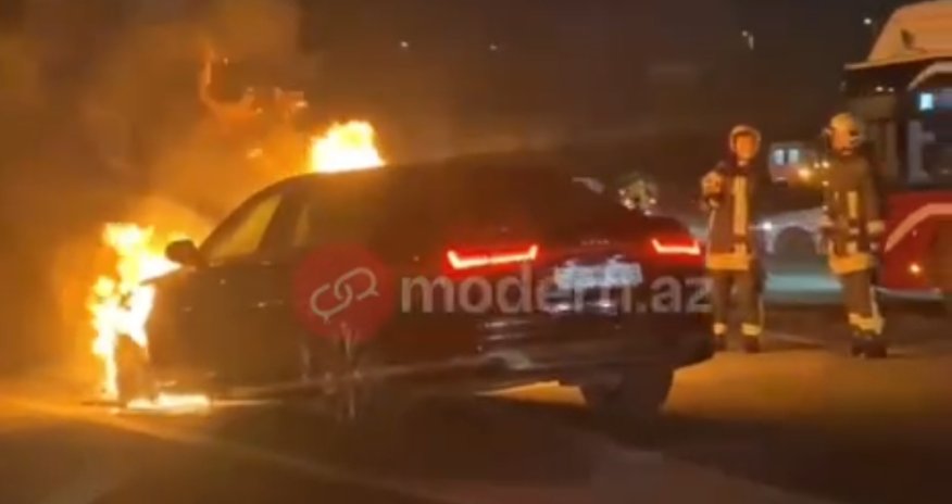 Aeroport yolunda avtomobil yanıb