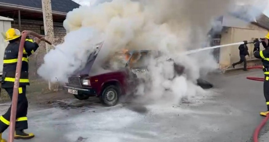 В Газахе сгорел автомобиль