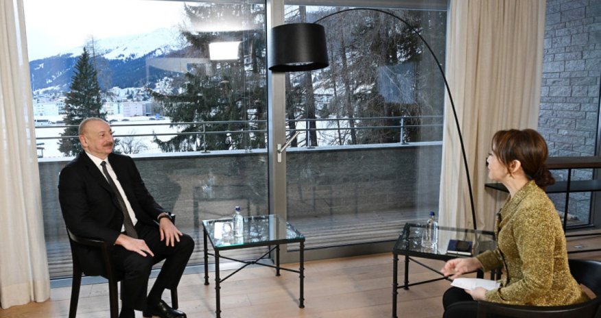 Əliyev Davosda Çinin CGTN telekanalına müsahibə verib