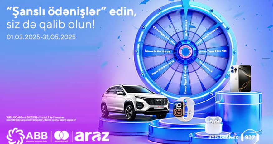 Делай покупки с картами Банка ABB в супермаркетах
&laquo;ARAZ&raquo; &ndash; выигрывай автомобиль!