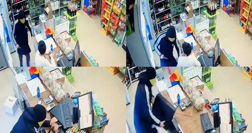 Bakıda mağazaya bıçaqlı hücum - Video