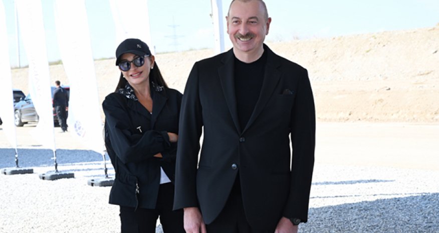 Prezident və xanımı Ağdərənin Umudlu kəndinə gedən avtomobil yolunun açılışında iştirak edib