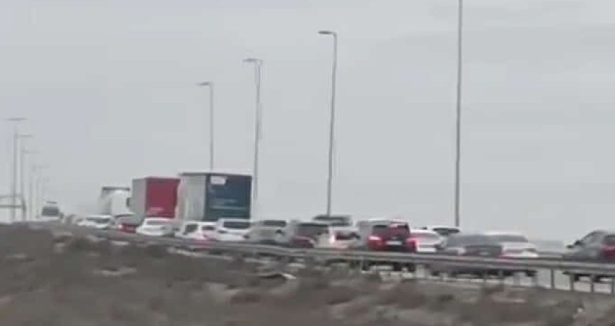 Bakı-Qazax yolunda böyük tıxac yaranıb - Video