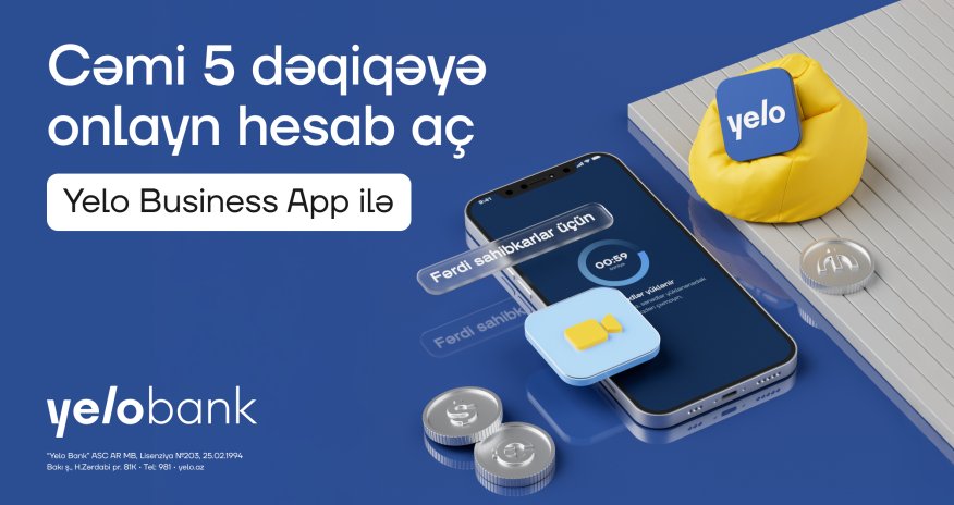
Yelo Bank-dan fərdi sahibkarlar üçün onlayn imkan!