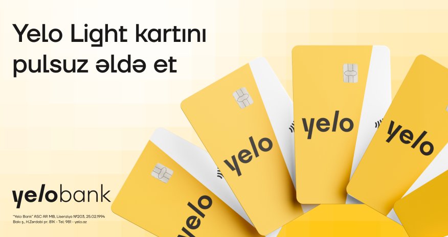 Yelo Bank-dan pulsuz debet kart!