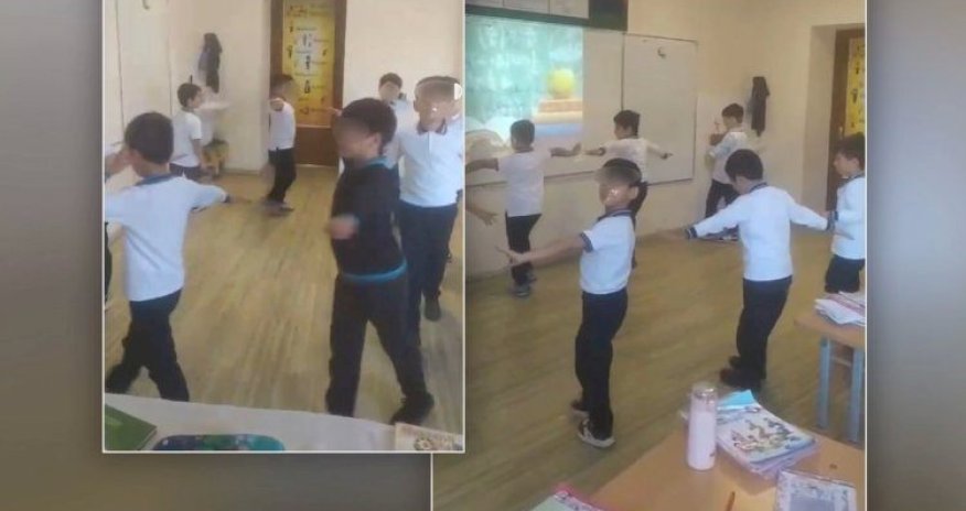 Müəllim 1-ci sinif şagirdinin ağzını skoçlayıb