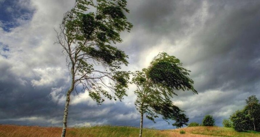 Qazaxda külək binanın dam örtüyünü uçurub - Video